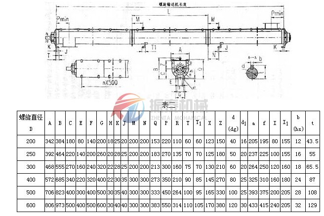 螺旋輸送機(jī)安裝尺寸